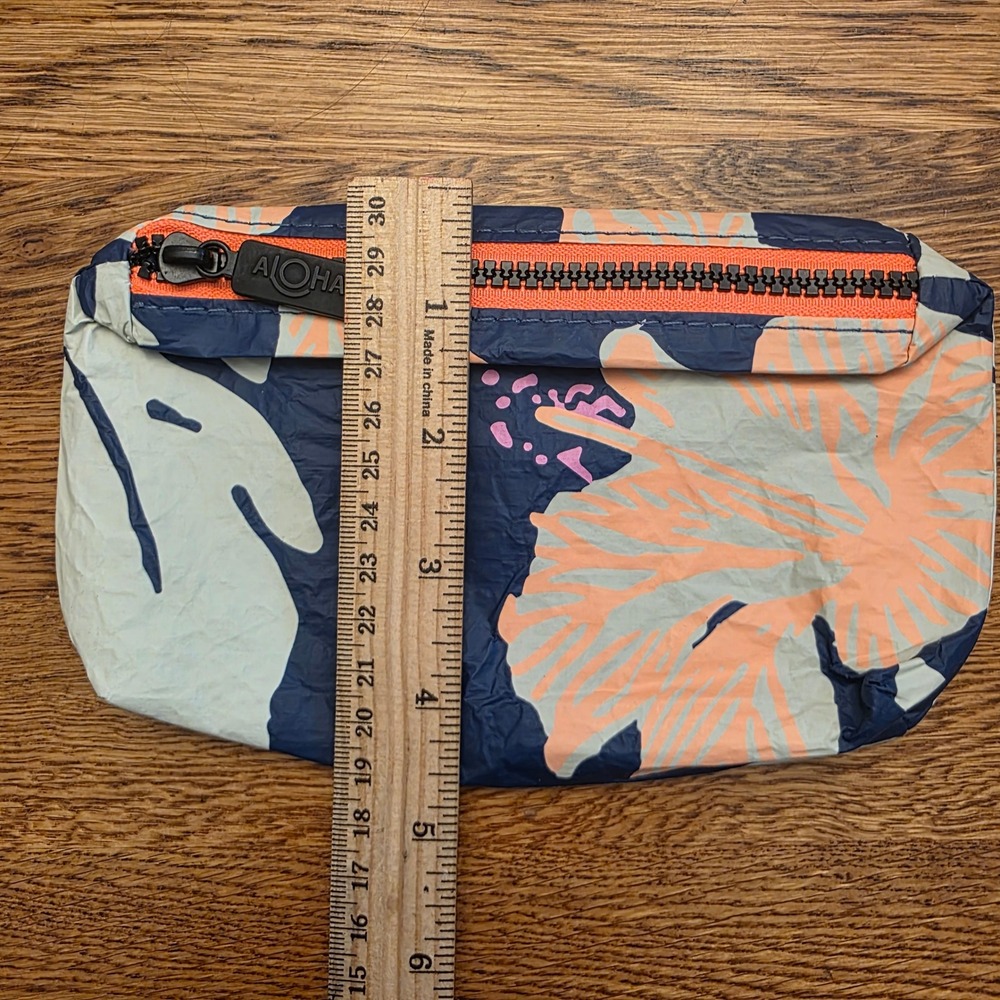 Aloha Collection Splash Proof Pouch Samudra Pape'ete Navy Peach Hibiscus Bag - Picture 8 of 9